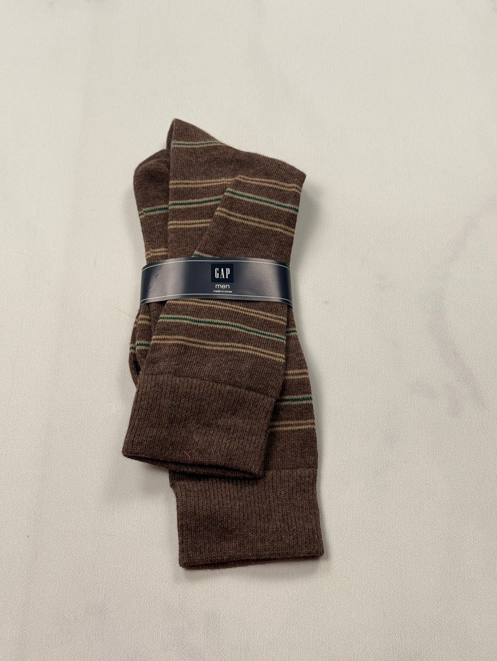 Gap Crew Socks Brown Striped Classic - Mens Size 6 - 12 NWT